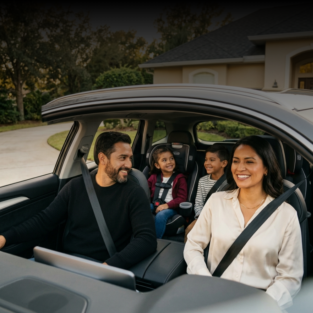 Hombre hispano manejando con confianza