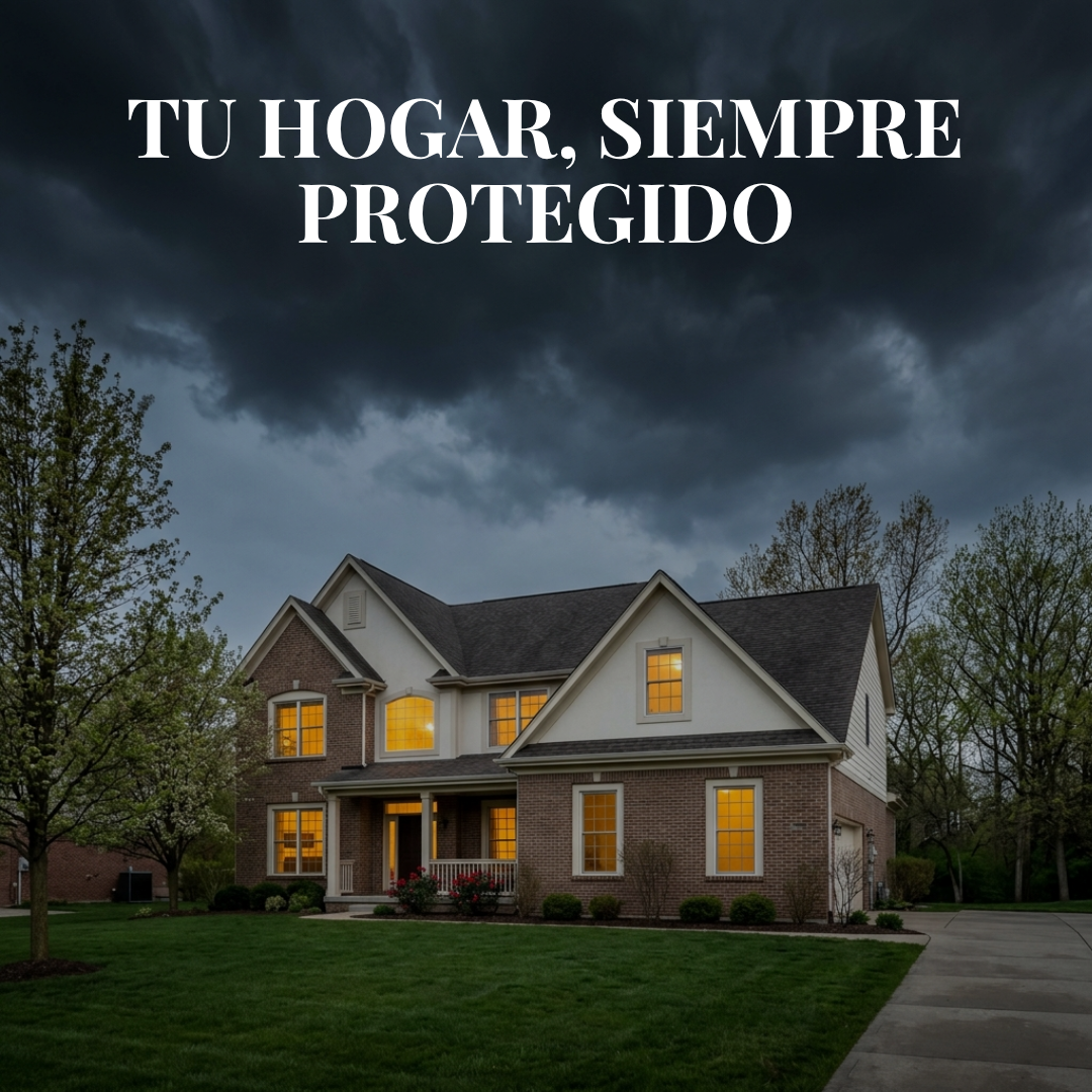 Casa protegida durante tormenta — Tu hogar siempre protegido